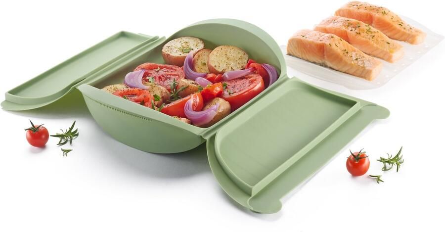 Lékué Stoomkoker met Plateau geschikt voor 4 personen Green