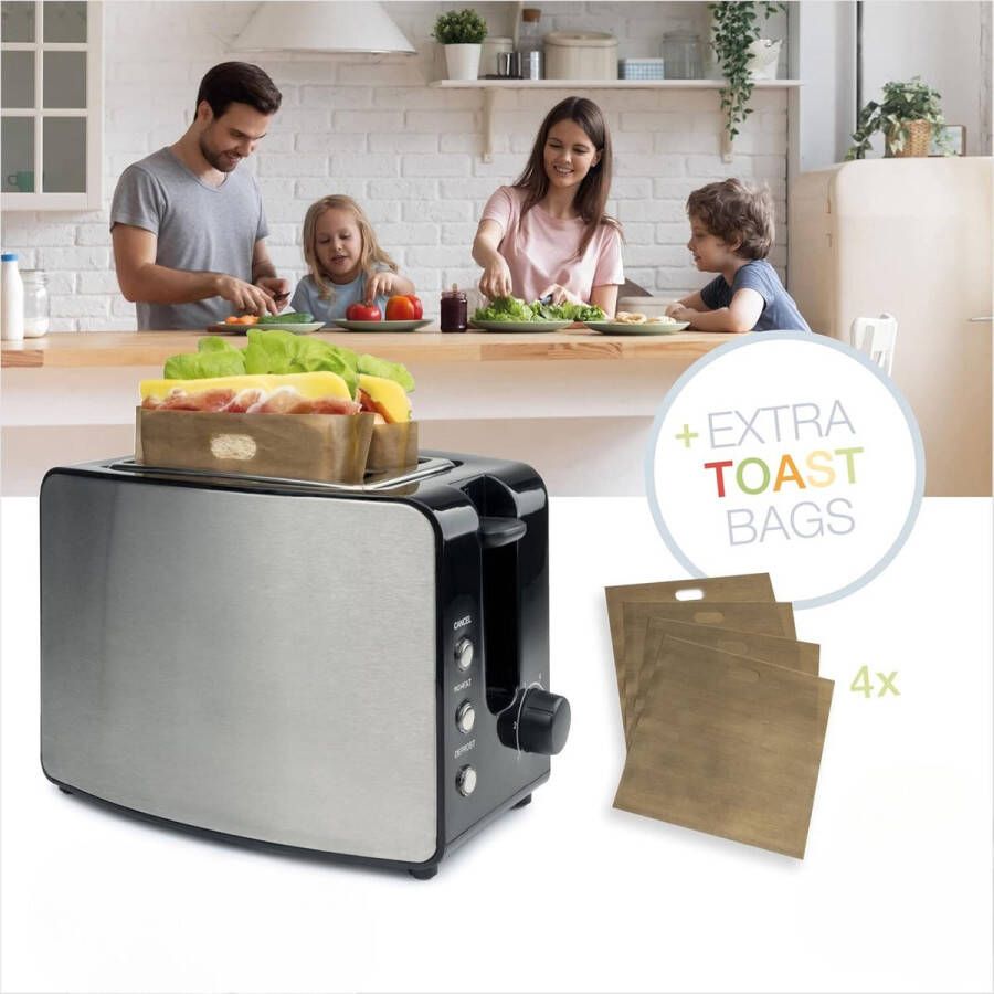 Lexium Store Lexium Broodrooster met tostiklemmen Broodroosters Toaster Berde sleuven Meedere standen en instelbare warmteniveaus