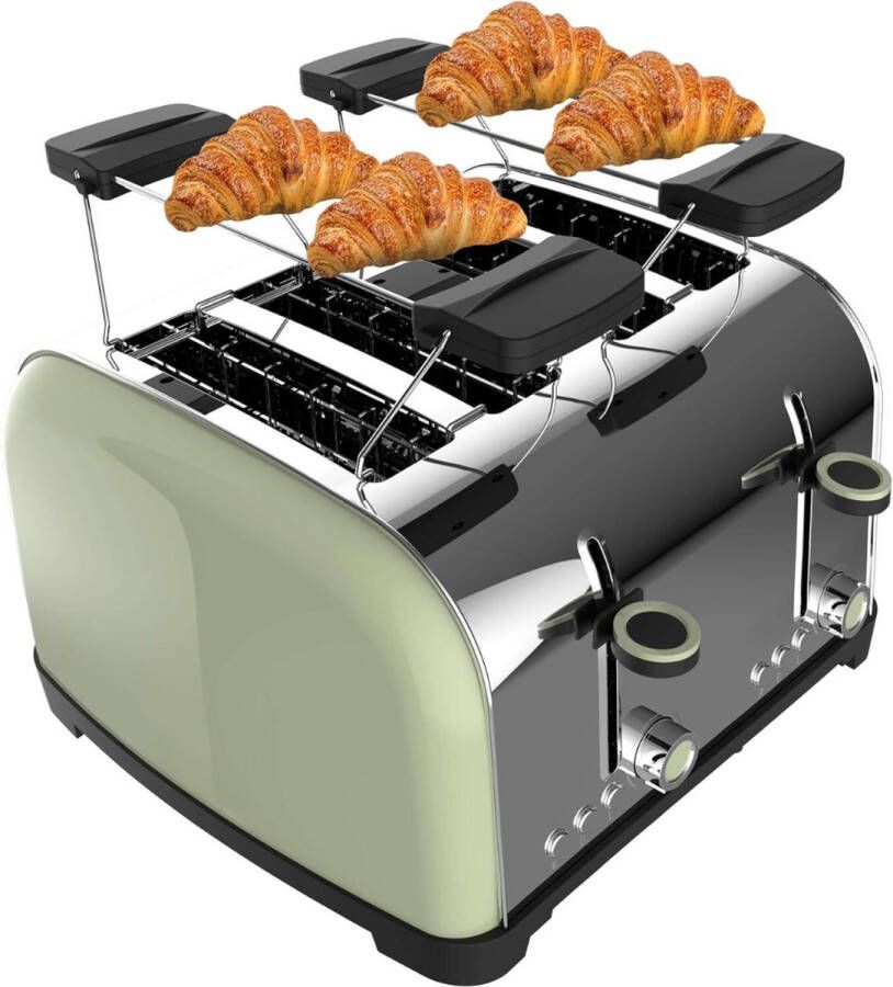 Lexium Store Lexium Broodrooster met tostiklemmen Broodroosters Toaster Berde sleuven Meedere standen en instelbare warmteniveaus