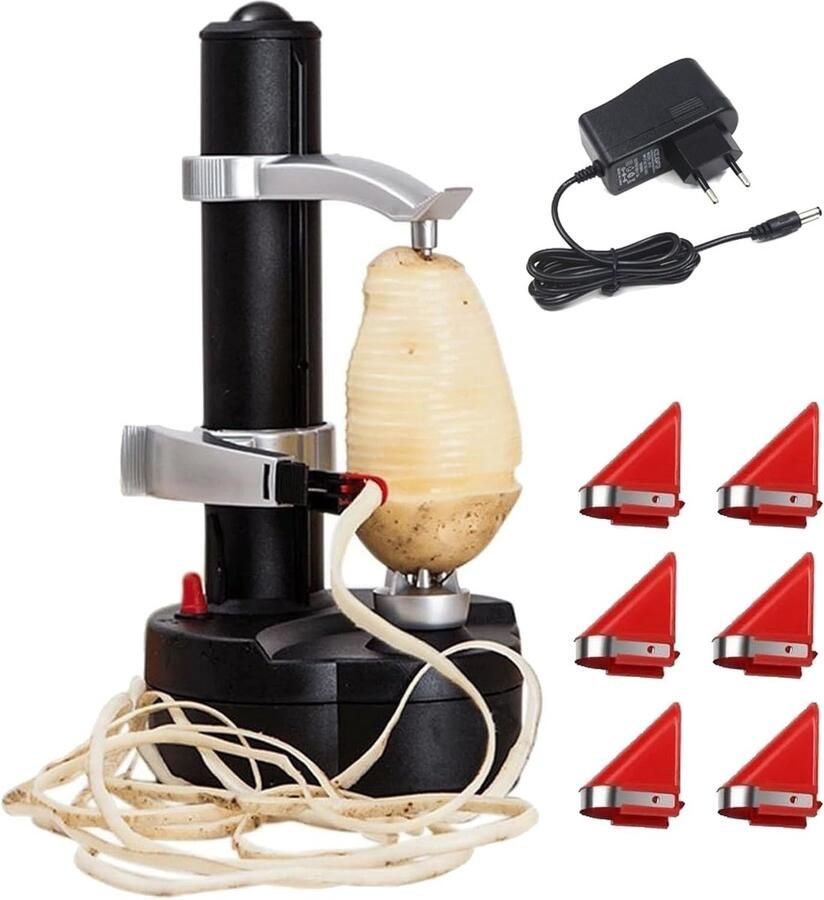 Lexium Store Appelschilmachine Wit Geschikt voor 5-10 cm diameter Elektrische aardappelschiller met 6 verwisselbare messen Voor thuisgebruik