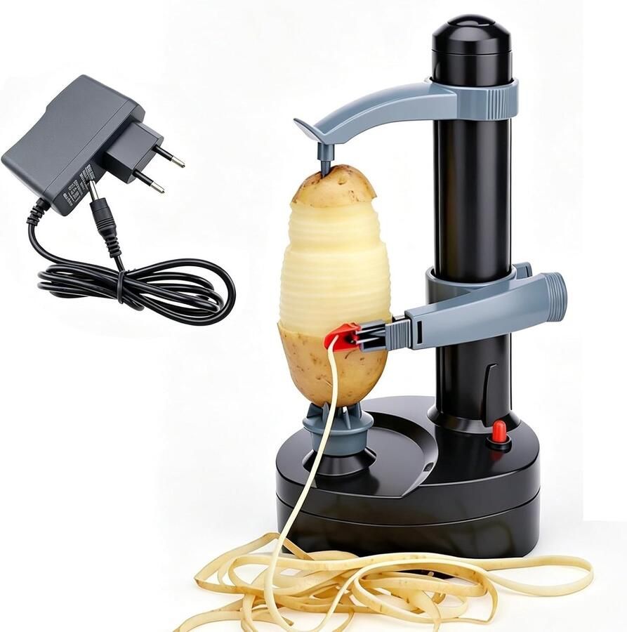 Lexium Store Appelschilmachine Zwart Elektrische Aardappelschiller met Verwisselbare Messen Keukenhulp voor Thuisgebruik