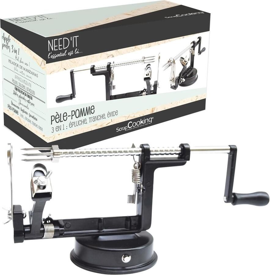 Lexium Store Appelschilmachine Zwart Roestvrijstalen mes Keukengereedschap voor appels schillen en snijden