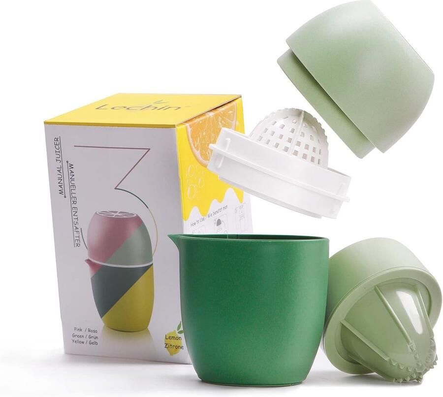 Lexium Store Citruspers elektrisch Groen Handmatige citruspers in citroenvorm Polypropyleen sapcentrifuge voor verschillende vruchten