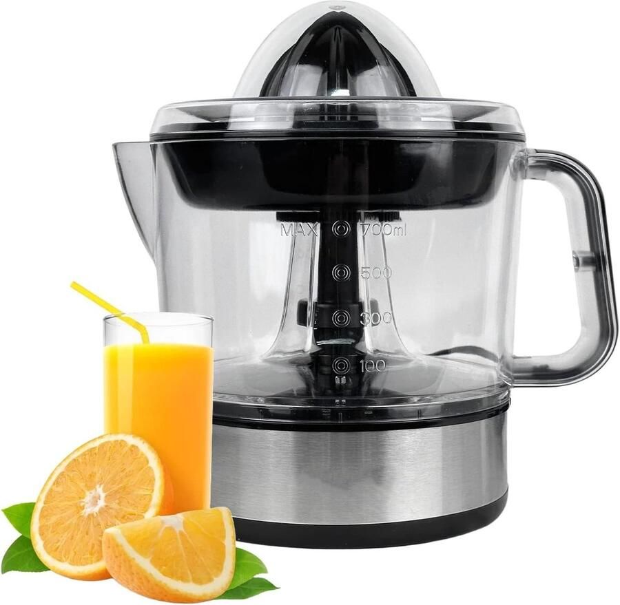 Lexium Store Citruspers elektrisch Roestvrij staal 700 ml Met 2 Verwisselbare Kegels en Dubbele Draairichting Voor Citrusvruchten