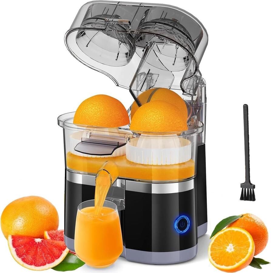 Lexium Store Citruspers elektrisch Zwart 100 Watt Dubbele Kop Sapcentrifuge Voor Citrusvruchten