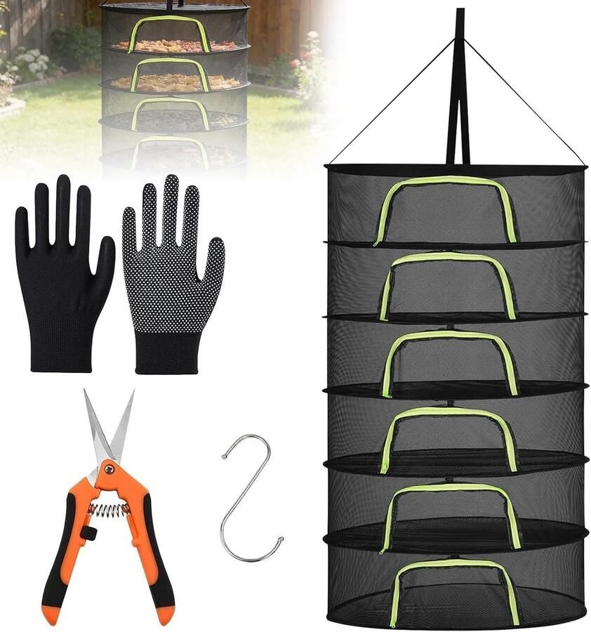 Lexium Store Droognet 6-laags Polyester Opvouwbaar droognet voor kruiden planten en groenten