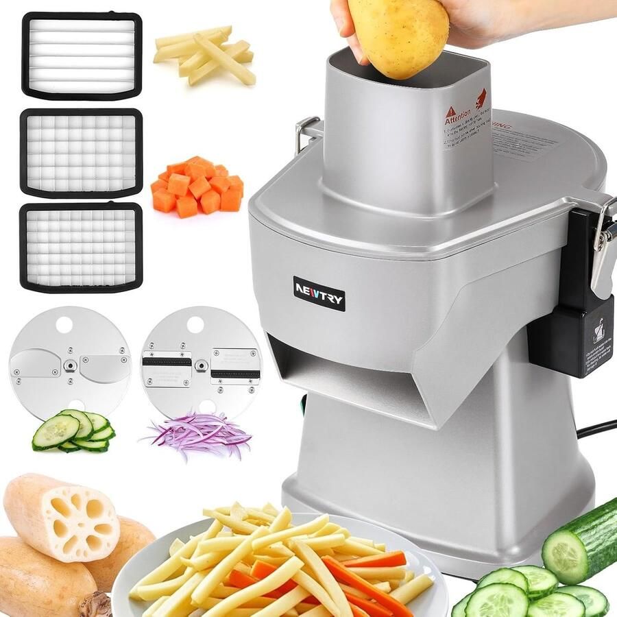 Lexium Store Elektrische groentesnijder Aluminium 200W 4-in-1 multifunctionele keukenmachine Voor professioneel en thuisgebruik