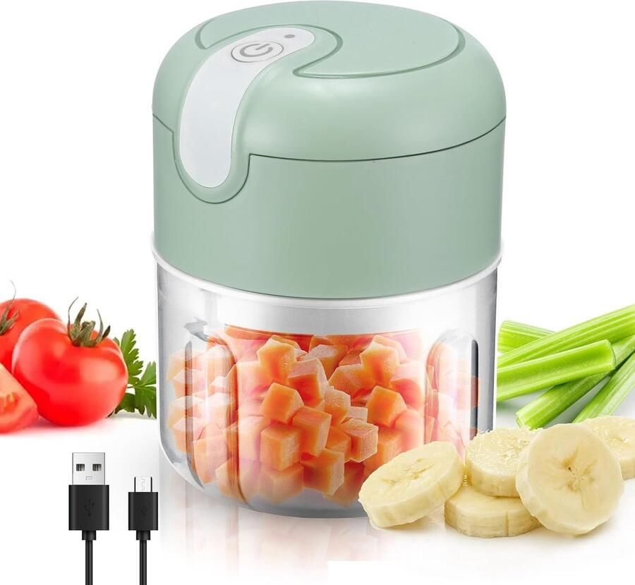 Lexium Store Elektrische groentesnijder Groen 250 ml ABS Materiaal Draadloze Mini Hakmolen voor Keuken