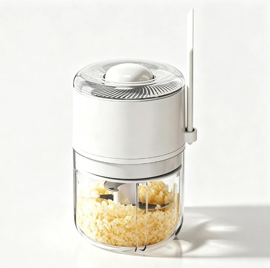 Lexium Store Elektrische groentesnijder Transparant 350 ml Kunststof met 6 RVS Messen Voor Groente Fruit en Noten