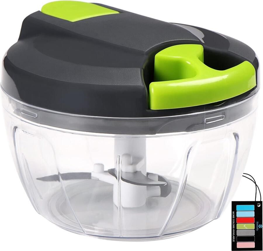 Lexium Store Elektrische groentesnijder Transparant 520 ml Roestvrijstalen messen Handmatige hakmolen voor in de keuken