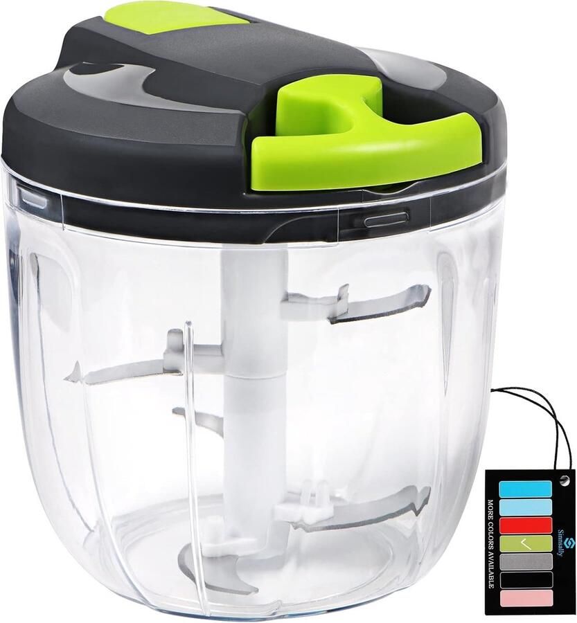 Lexium Store Elektrische groentesnijder Transparant 900 ml Handmatige Hakmolen met Roestvrijstalen Messen Voor Keuken en Salades
