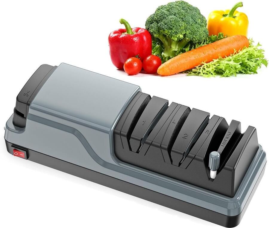 Lexium Store Elektrische messenslijper Donkergrijs Multifunctioneel 5-in-1 Slijpsysteem Voor Keukenmessen en Scharen