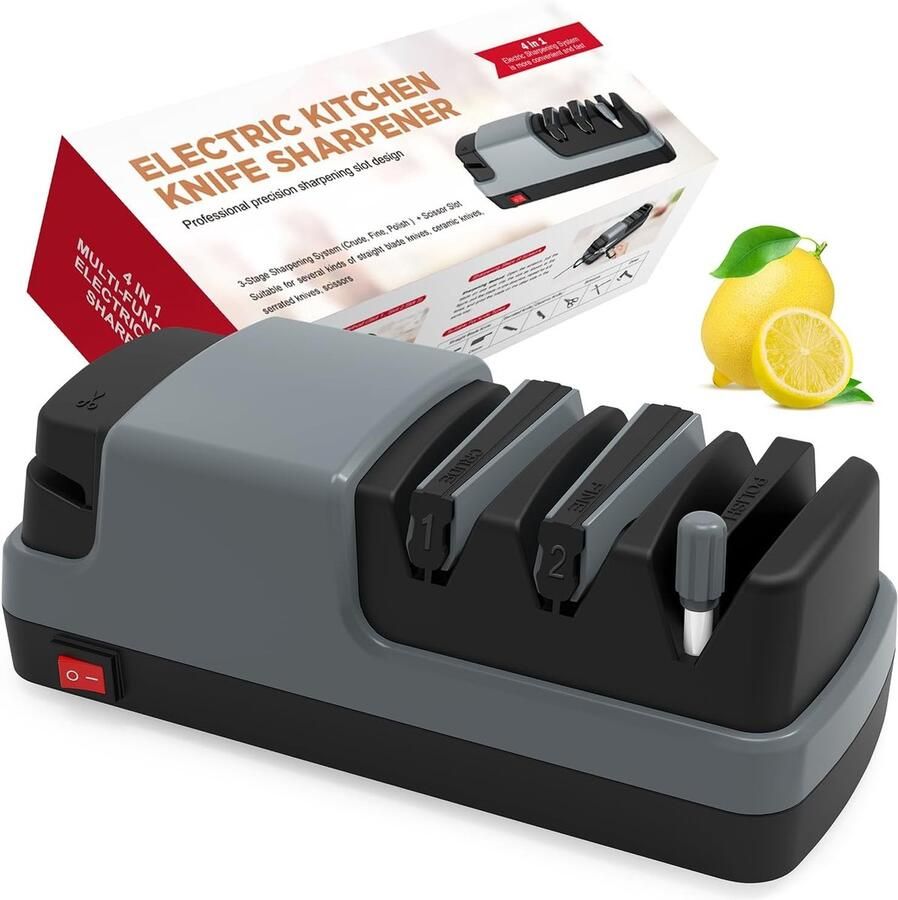 Lexium Store Elektrische messenslijper Grijs 4-in-1 slijpsysteem Voor messen scharen en keramisch gereedschap