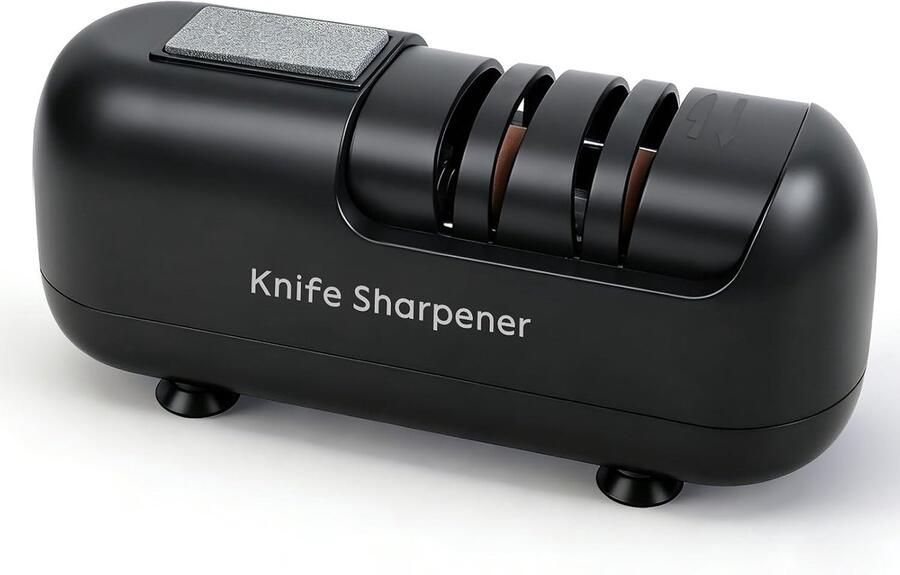 Lexium Store Elektrische messenslijper Zwart Compact formaat Koperen motor Voor messen met recht lemmet gekartelde messen en scharen
