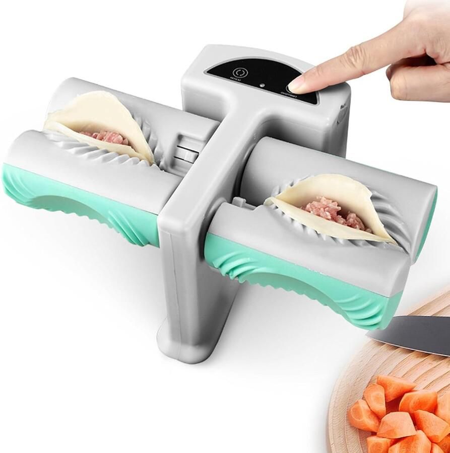 Lexium Store Elektrische pastamachine Grijs en groen 10 5 x 13 x 14 cm Automatische knoedelmaker van PP en roestvrij staal Voor thuisgebruik