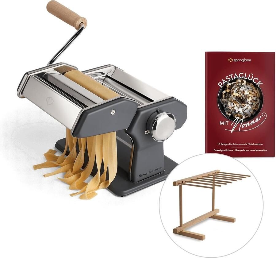 Lexium Store Elektrische pastamachine Grijs Pastamachine Roestvrij Staal met Pastadroger en 3 Snijdopzetstukken Voor Zelfgemaakte Pasta