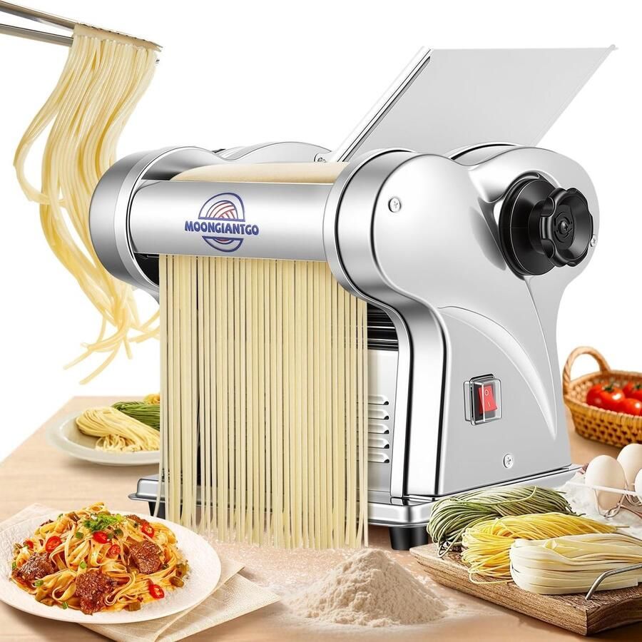 Lexium Store Elektrische pastamachine Roestvrij staal 9 Dikte-instellingen 0 3-3 mm Met 1 5 mm en 4 mm messen Voor zelfgemaakte pasta