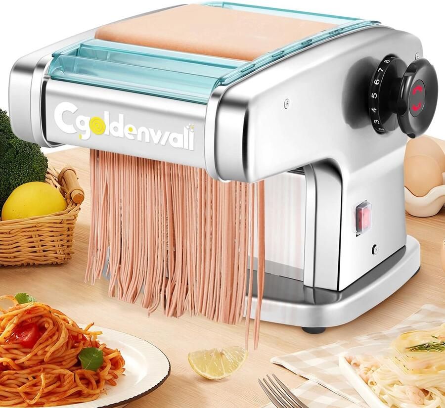 Lexium Store Elektrische pastamachine RVS 135 W 9 Instelbare Dikteniveaus met 4 Messen Voor Verse Pasta en Noedels
