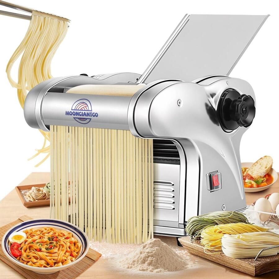 Lexium Store Elektrische pastamachine RVS 3 messen en 6 diktes Pastamachine voor fettuccine ravioli en dumplings