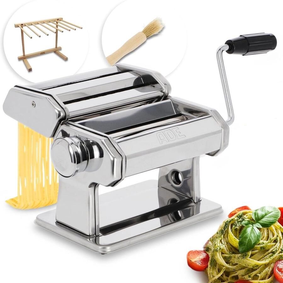 Lexium Store Elektrische pastamachine RVS 7 Deegdiktes Inclusief Pastadroger en Reinigingsborstel Voor Zelfgemaakte Pasta