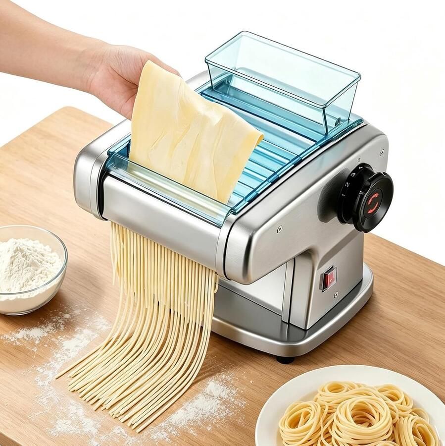 Lexium Store Elektrische pastamachine RVS en ABS 9 Dikte-instellingen 0 5-5 mm Voor Verse Spaghetti en Lasagne