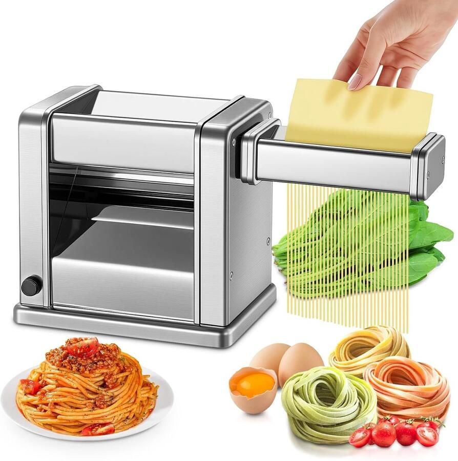 Lexium Store Elektrische pastamachine Zilver 21 1 x 14 2 x 21 3 cm Roestvrij Staal Voor Verse Pasta en Fettuccine