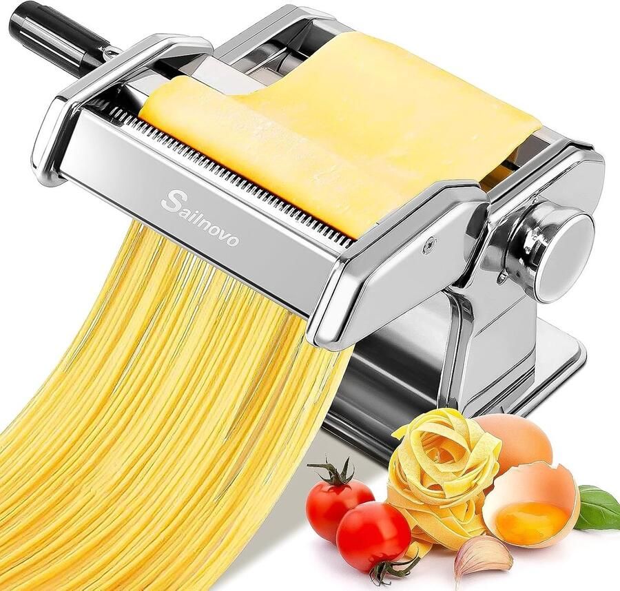 Lexium Store Elektrische pastamachine Zilver 9 instelbare diktes Aluminiumlegering Voor verse pasta thuis