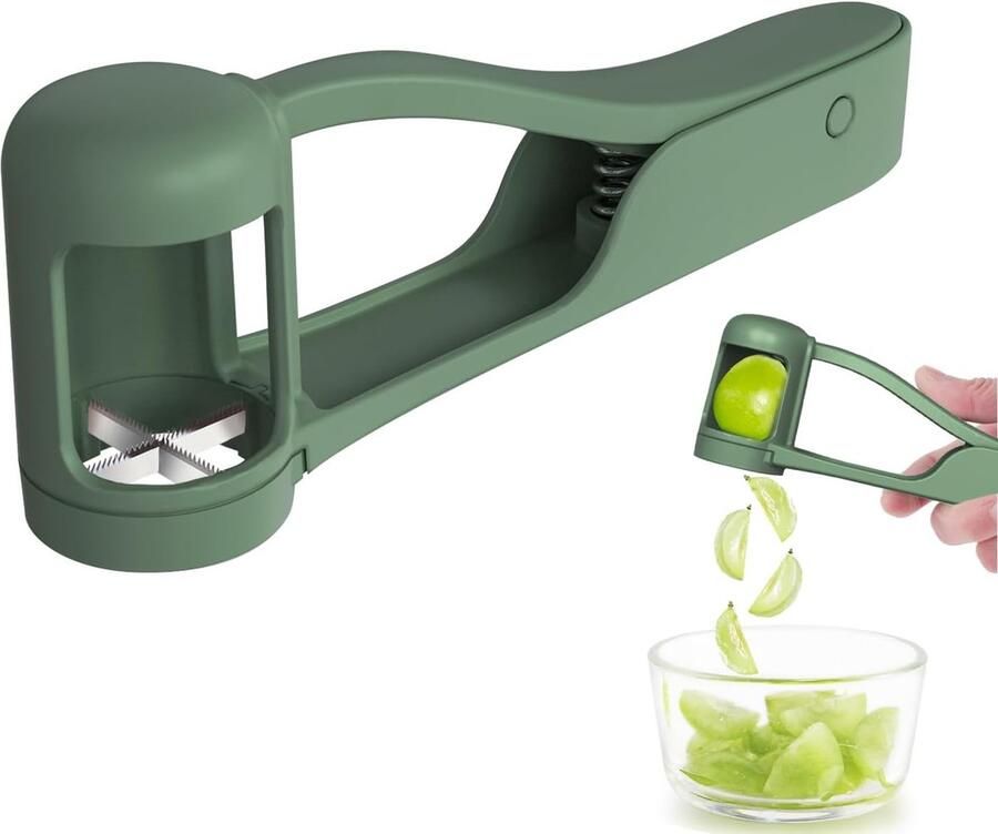 Lexium Store Fruitsnijder Groen Druivensnijder met 4 Mesjes Roestvrij Staal en BPA-vrij ABS Voor Snelle en Veilige Snijbeurten