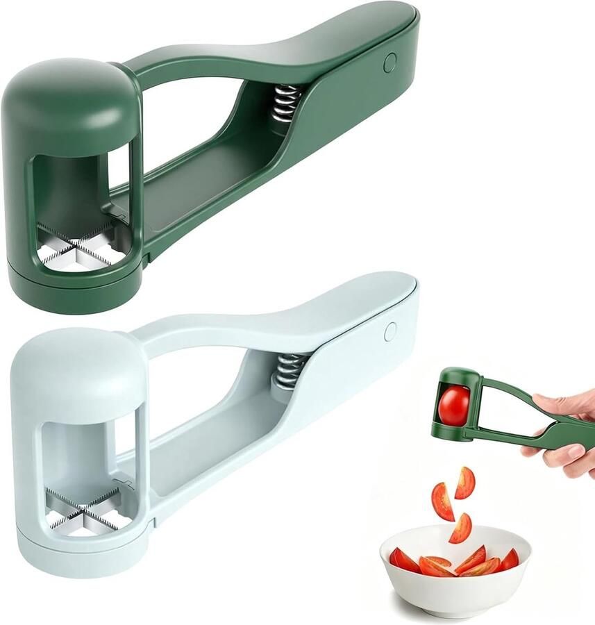 Lexium Store Fruitsnijder Lichtblauw en groen 2-delig Roestvrijstalen lemmet met ergonomische handgreep Voor snelle fruit- en groentesnedes