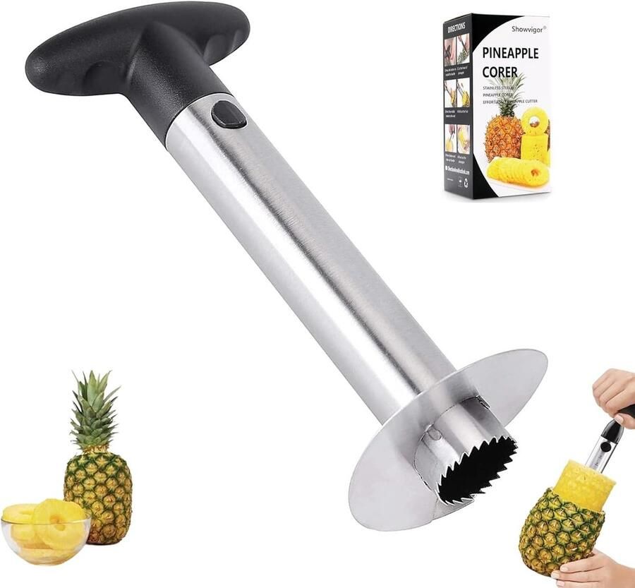 Lexium Store Fruitsnijder Zilver 18 x 9 x 9 cm Roestvrijstalen Ananassnijder voor Keuken en Restaurant