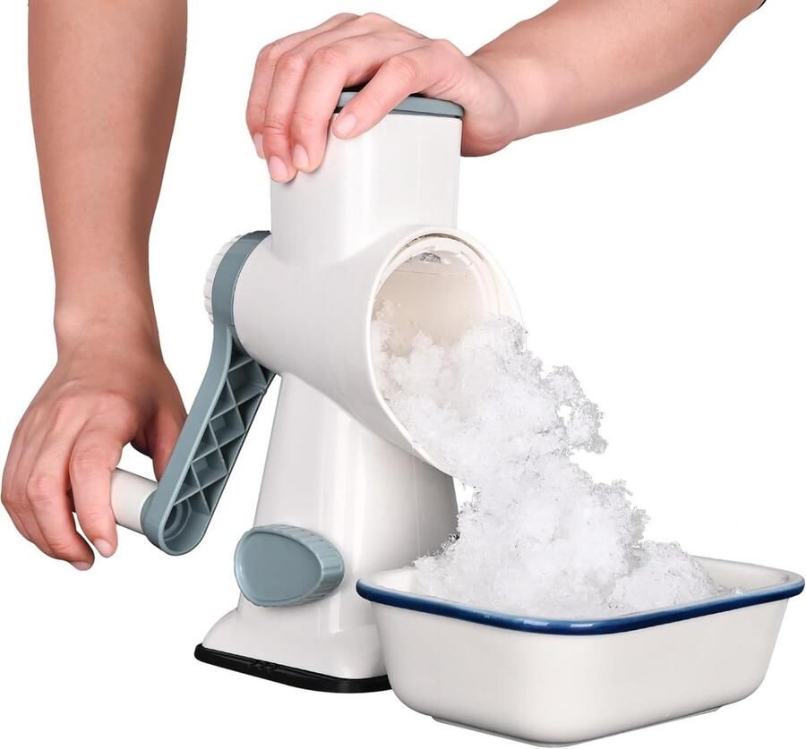 Lexium Store IJsblokjesmachine voor crushed ice Wit Handmatige ijscrusher met roestvrijstalen messen Draagbare ijsbreker voor thuisgebruik