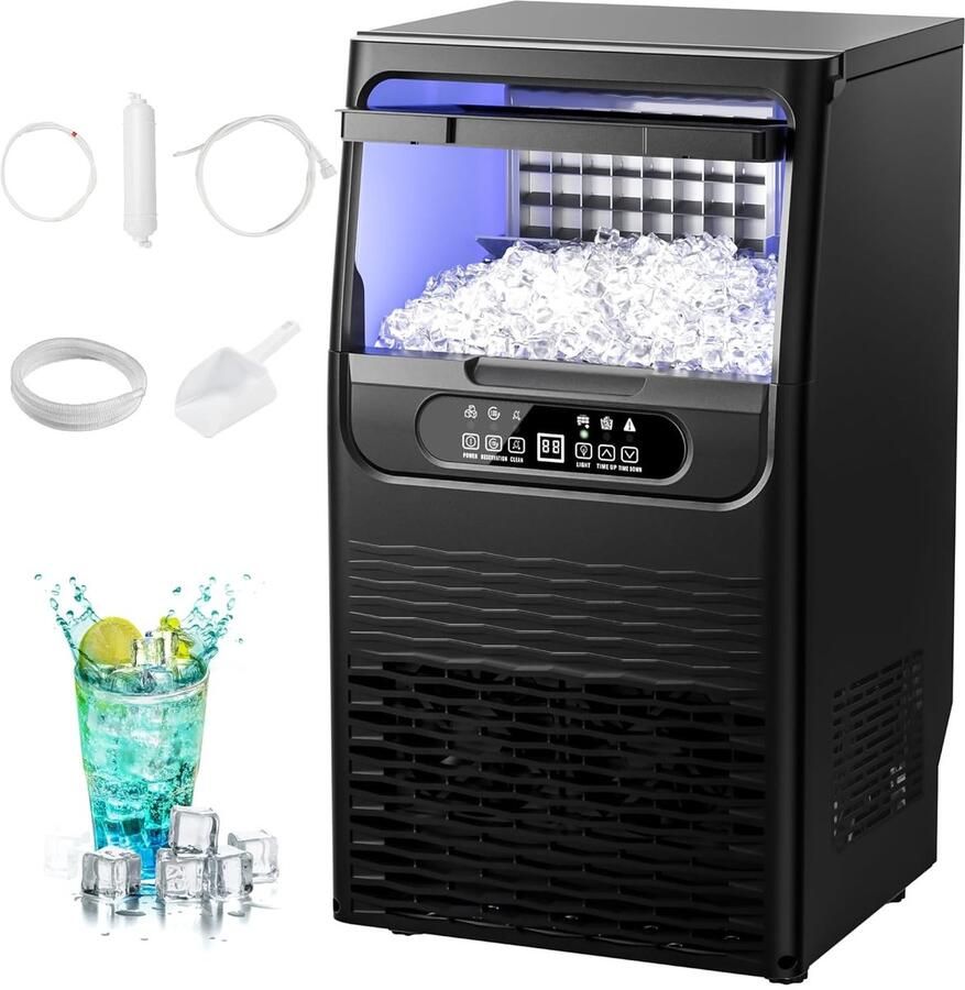 Lexium Store IJsblokjesmachine voor crushed ice Zilver 30 x 24 x 38 cm Elektrische IJsmaker met Snel IJsie Voor Thuisgebruik