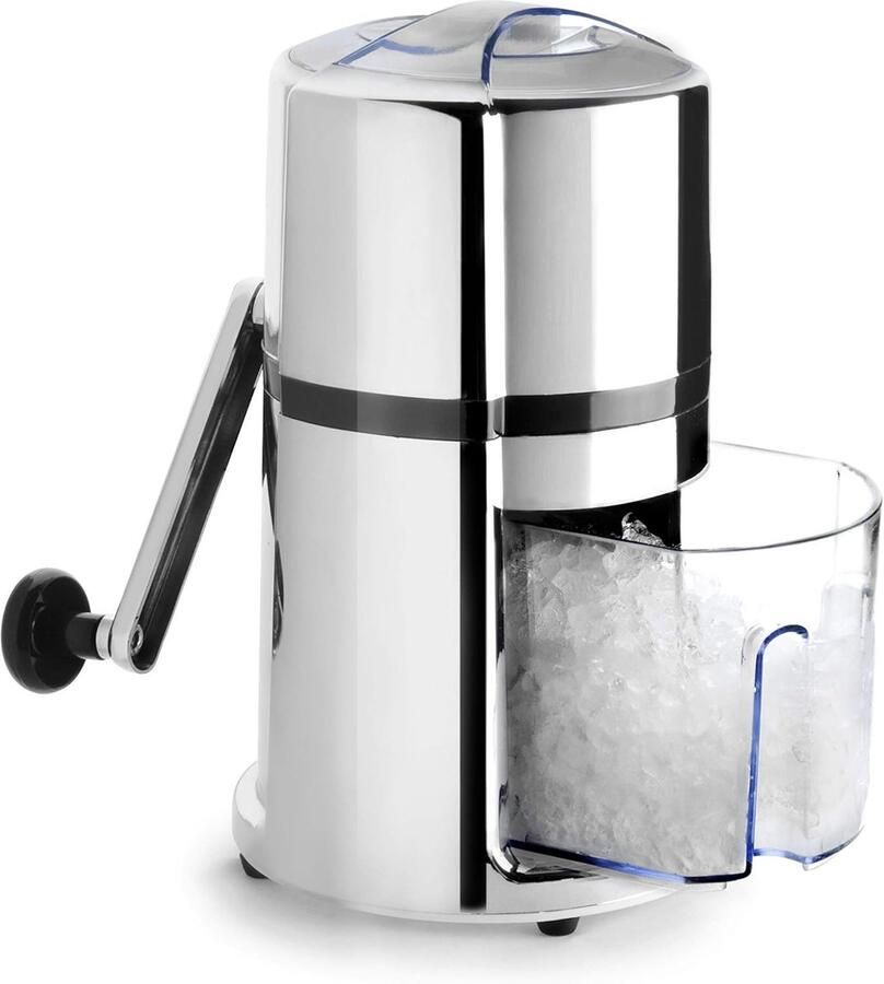 Lexium Store Ijsblokjesmachine voor crushed ice Zilver zwart 16 x 16 x 26 cm Roestvrij staal en kunststof Handmatige ijscrusher voor thuisgebruik