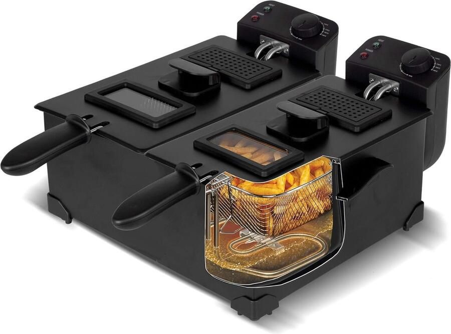 Lexium Store Lexium Dubbele frituurpan Dubbele friteuse Dubbele frietpan Grote frituurpan