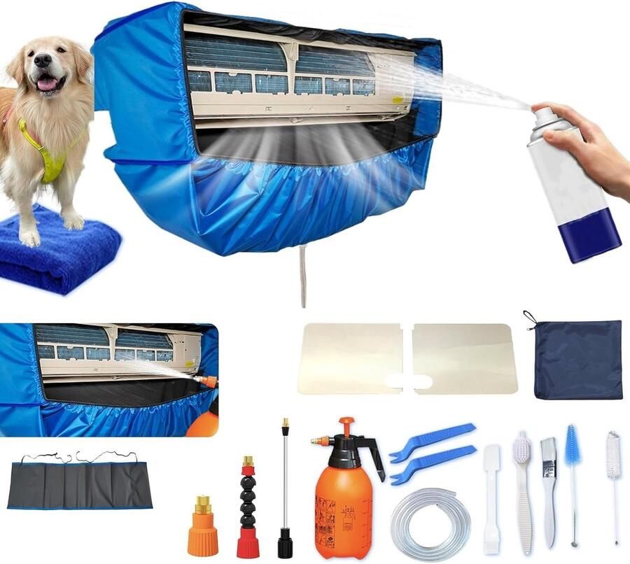 Lexium Store Mini airco Donkerblauw 25 x 16 x 16 cm PVC Reinigingsset met Waterkoker Voor Mini-Split en Split-Airconditioners