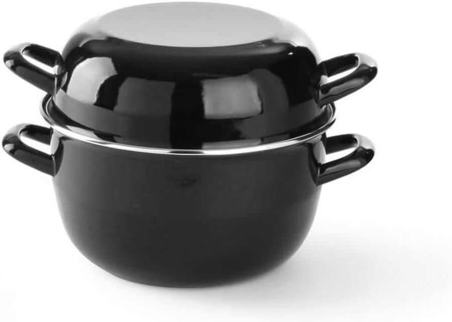 Lexium Store Mosselpan Zwart 3 Liter Geëmailleerd Roestvast Staal Voor Gasfornuis