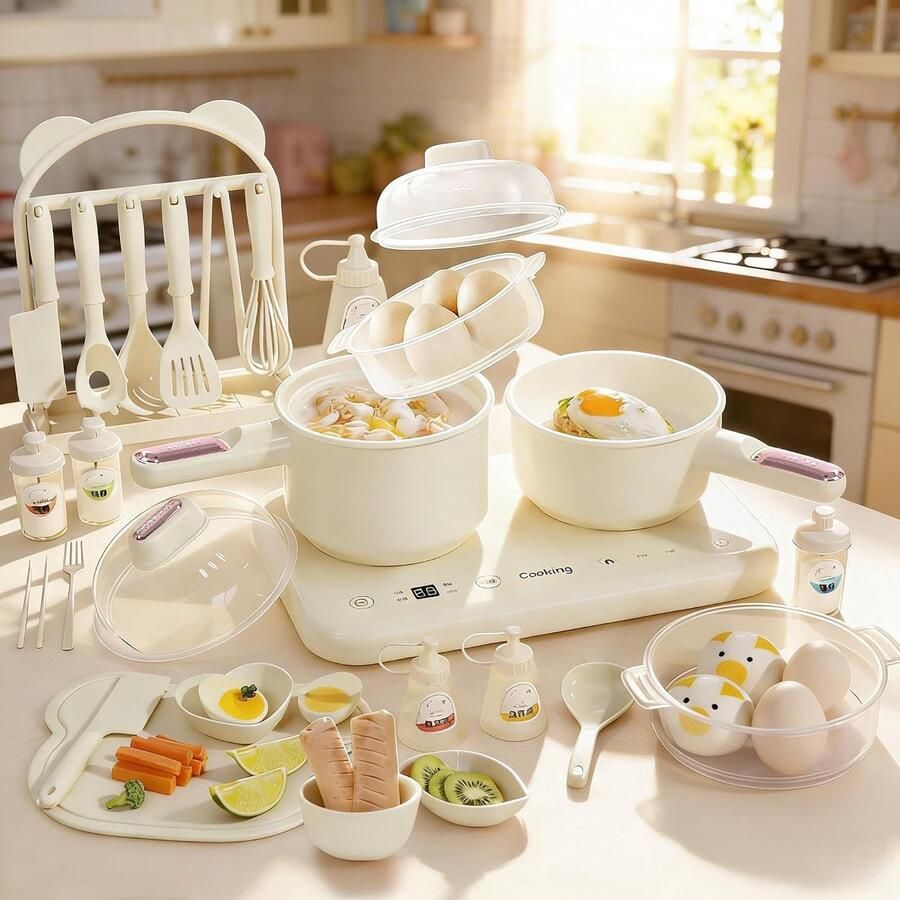 Lexium Store Multicooker Beige Compacte elektrische hot pot en stoomkoker Veelzijdig voor hotpot en soep bereiden
