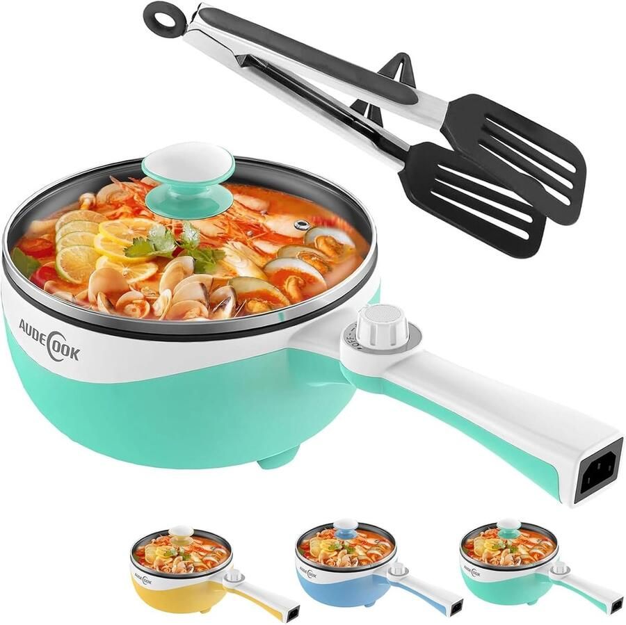 Lexium Store Multicooker Groen 1 7 Liter Elektrische Hot Pot met Anti-aanbaklaag Draagbare Mini Kookpan voor Gezond Koken