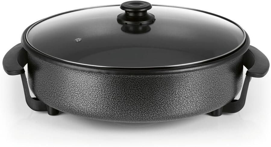 Lexium Store Multicooker Roestvrij Staal Ø 40 cm Elektrische Pan met Thermostaat en Glazen Deksel Voor Gezellig Koken en Bakken