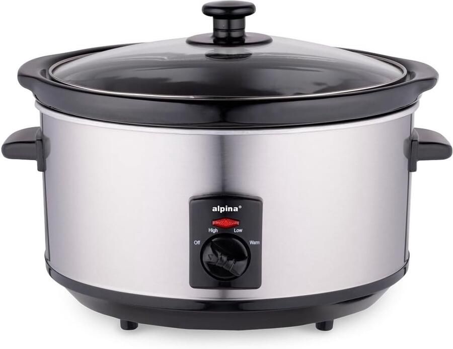 Lexium Store Multicooker RVS 3 5 Liter Slow Cooker met Keramische Binnenpan Voor 3-4 Personen