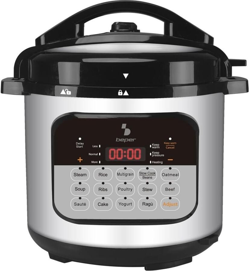 Lexium Store Multicooker RVS Zilver 6 Liter Slowcooker met 15 Kookprogramma's en Timer Voor Gevarieerd Koken