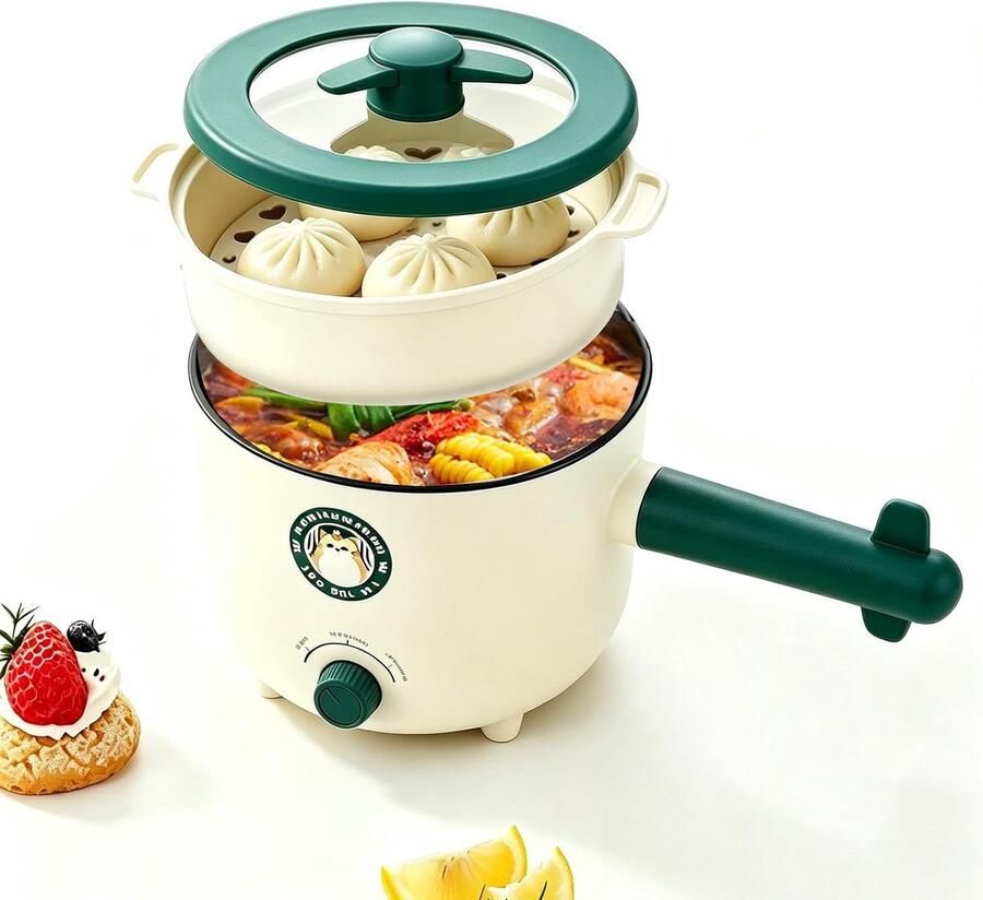 Lexium Store Multicooker Zilver 1 5 Liter Roestvrijstalen Elektrische Kookpan met Antiaanbaklaag Voor Thuis en Reizen