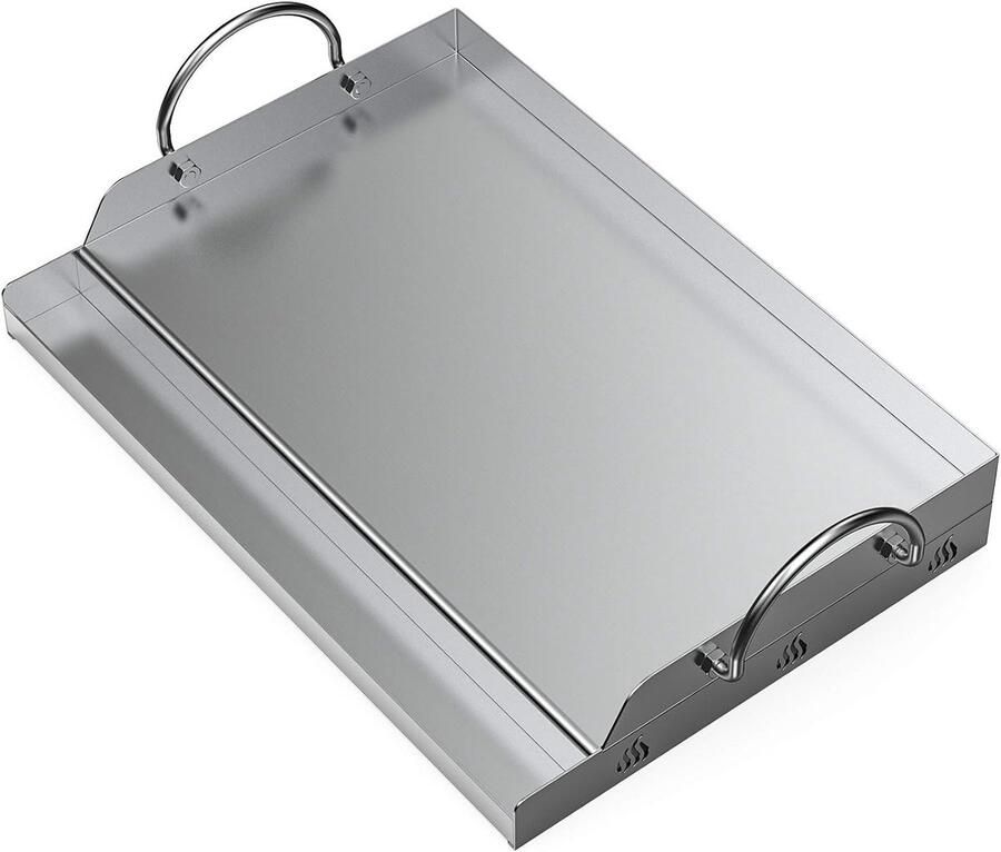 Lexium Store Plancha barbecue Roestvrij Staal 51 x 32 x 7 cm Rechthoekige Grillplaat Voor Gas- en Houtskoolgrills
