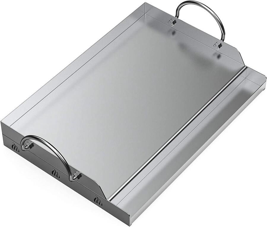 Lexium Store Plancha barbecue RVS 58 4 x 40 6 cm Universele Grillplaat met Antiaanbaklaag Voor Houtskool- en Gasbarbecue