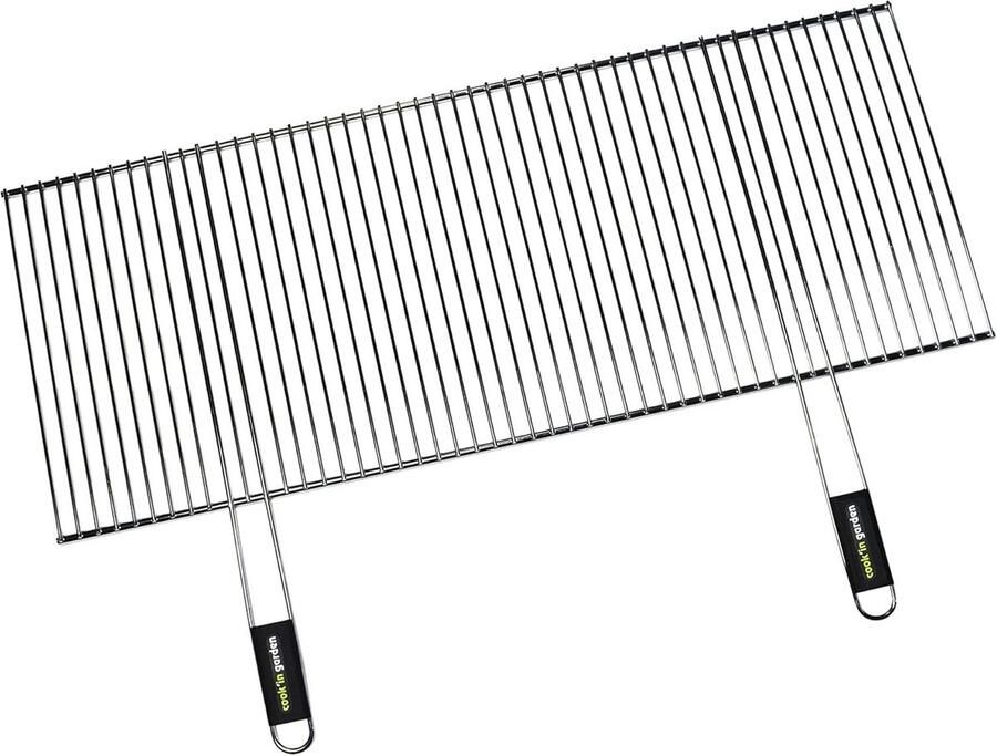Lexium Store Plancha barbecue Verchroomd staal 100 x 40 cm Verstelbaar grillrooster met soft-touch handgrepen