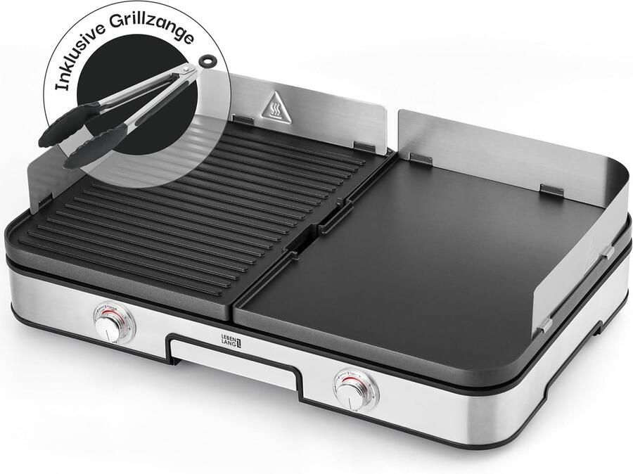 Lexium Store Plancha barbecue Zwart 2400W Elektrische Tafelgrill met Anti-aanbaklaag Voor Binnen en Buiten Gebruik