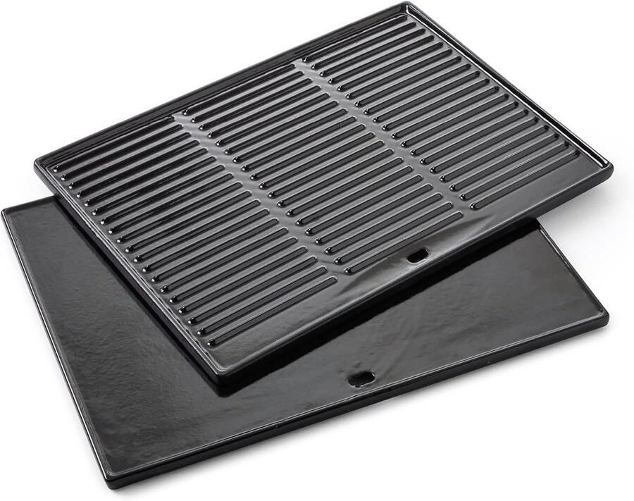 Lexium Store Plancha barbecue Zwart 43 x 35 x 2 cm Geëmailleerd Gietijzer Grillplaat Universeel voor Gasbarbecue