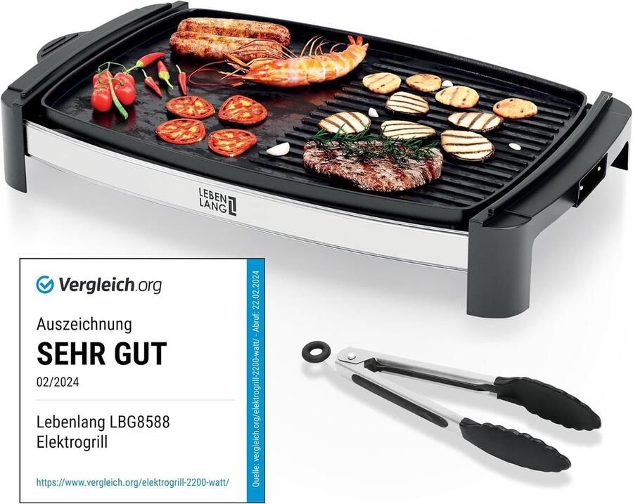 Lexium Store Plancha barbecue Zwart 45 x 30 cm Elektrische Tafelgrill met Anti-aanbaklaag Voor Binnen en Buiten