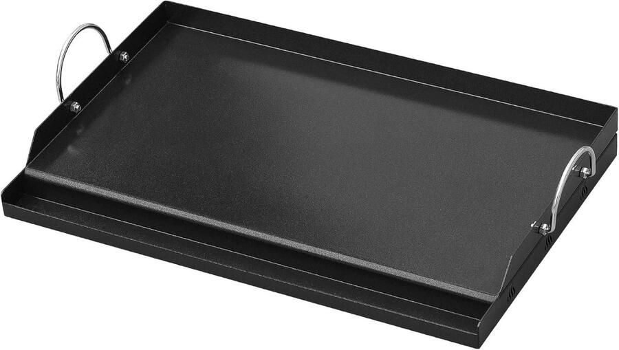 Lexium Store Plancha barbecue Zwart 63 5 x 41 cm Keramische Antiaanbak Grillplaat met Handvat Universeel voor Gas- en Houtskoolgrill