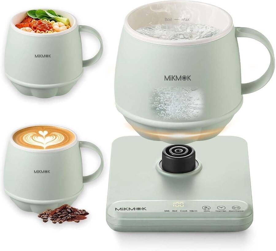 Lexium Store Reiswaterkoker Wit 400 ml Multifunctionele Elektrische Beker met Temperatuurregeling Voor Kantoor en Thuis